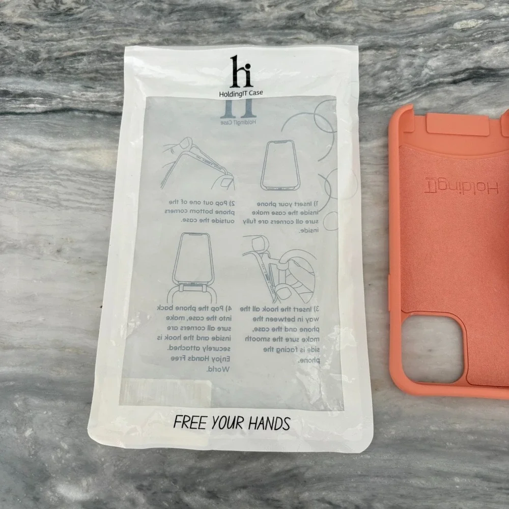 NWT HoldingIT iPhone 11 Pro Peach Silicone Lanyard Crossbody Phone Case Cover